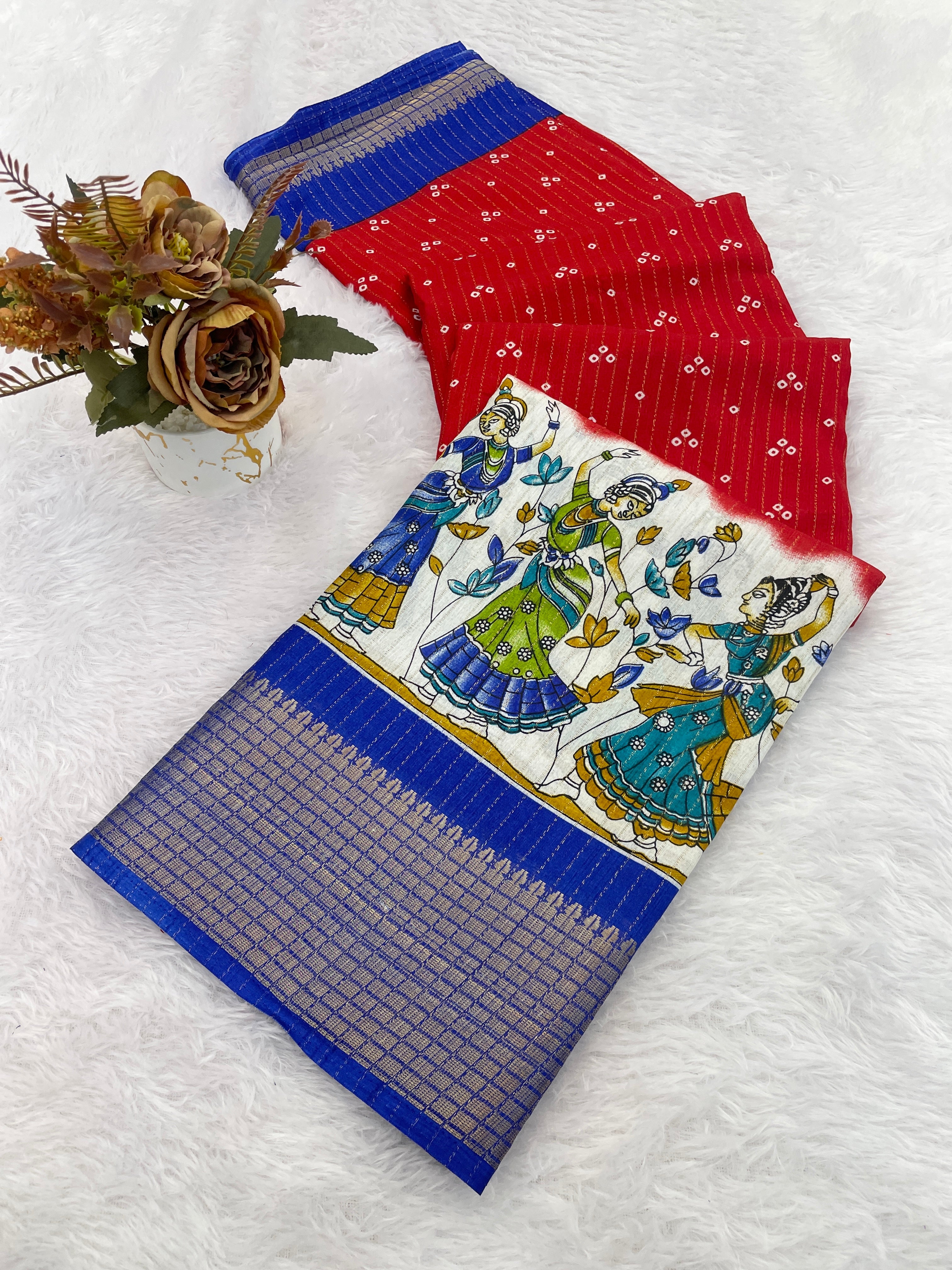 Designer Kalamkari Print With Designer Pllu Women Saree