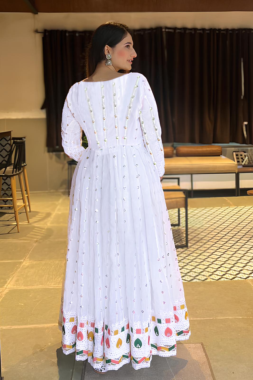 Embroidered  Georgette Stitched Anarkali Gown With Dupatta