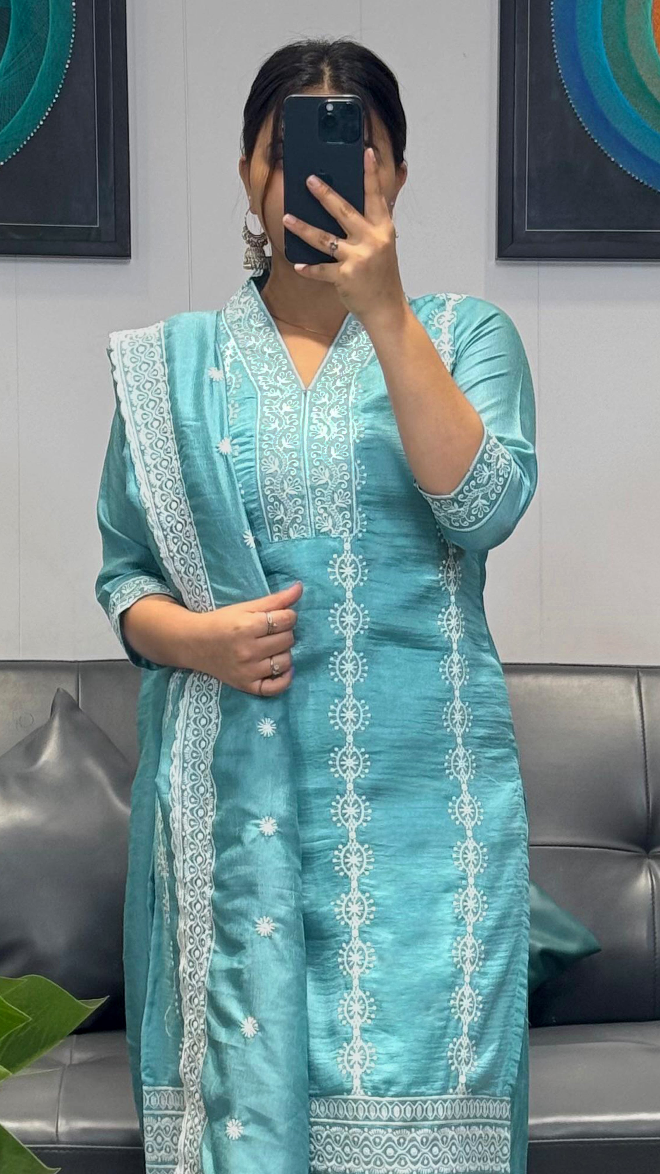 Women Silk Kurta Pant Dupatta Set