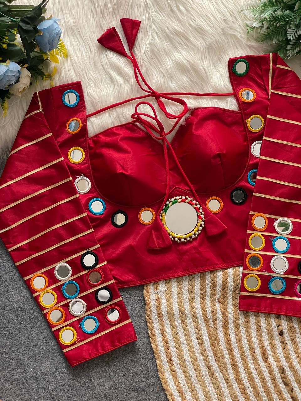 new Navratri concept Women mirraor work blouse