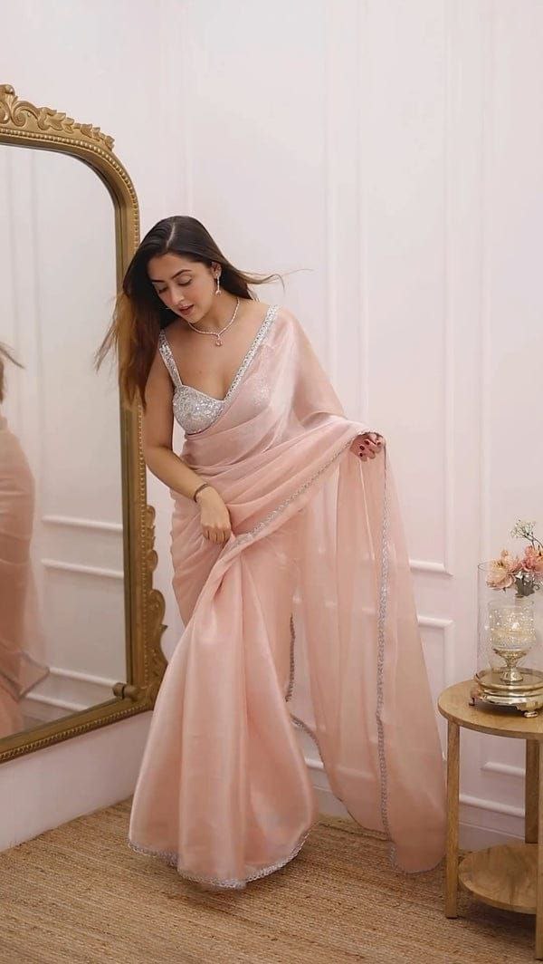 Lets shine with the new saree design in jimmy choo fabric