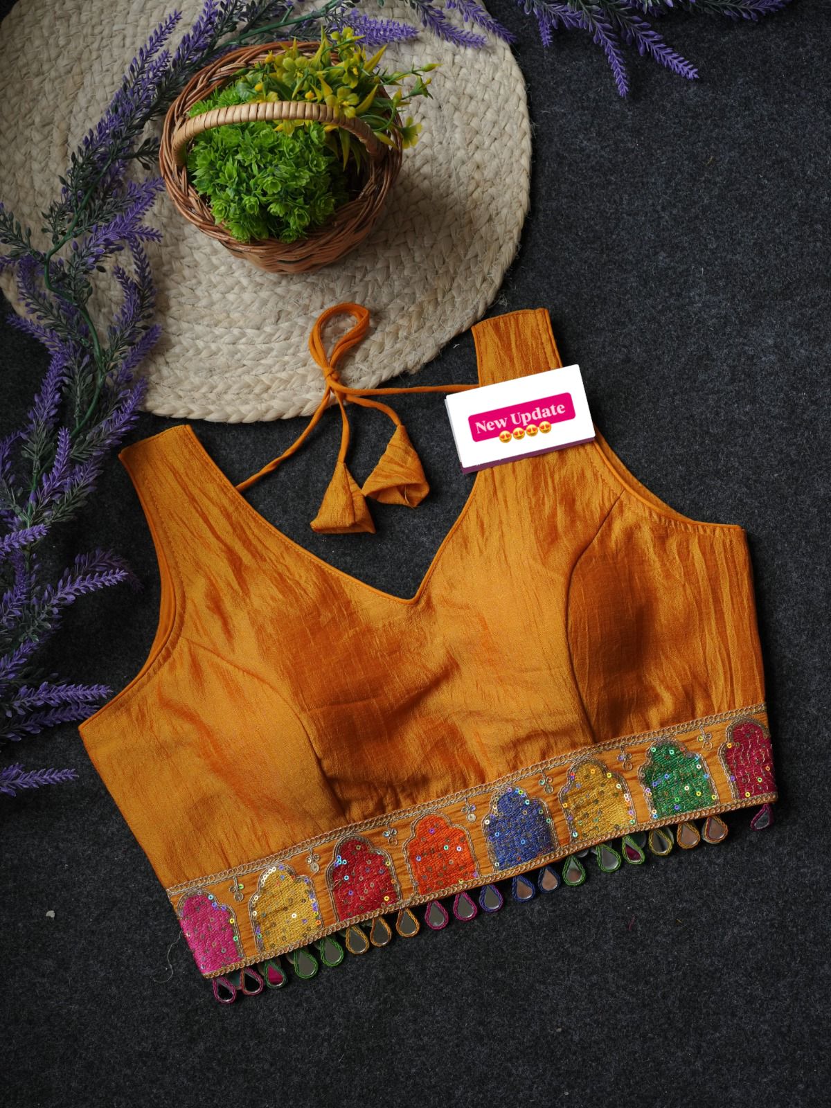 Navratri lace Vichitra silk with embroidery Women Blouse