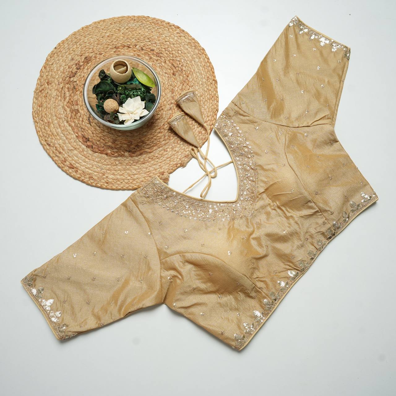 Vichitra silk Heavy Embroidery with Golden Thread & Sequin Work Blouse For Women