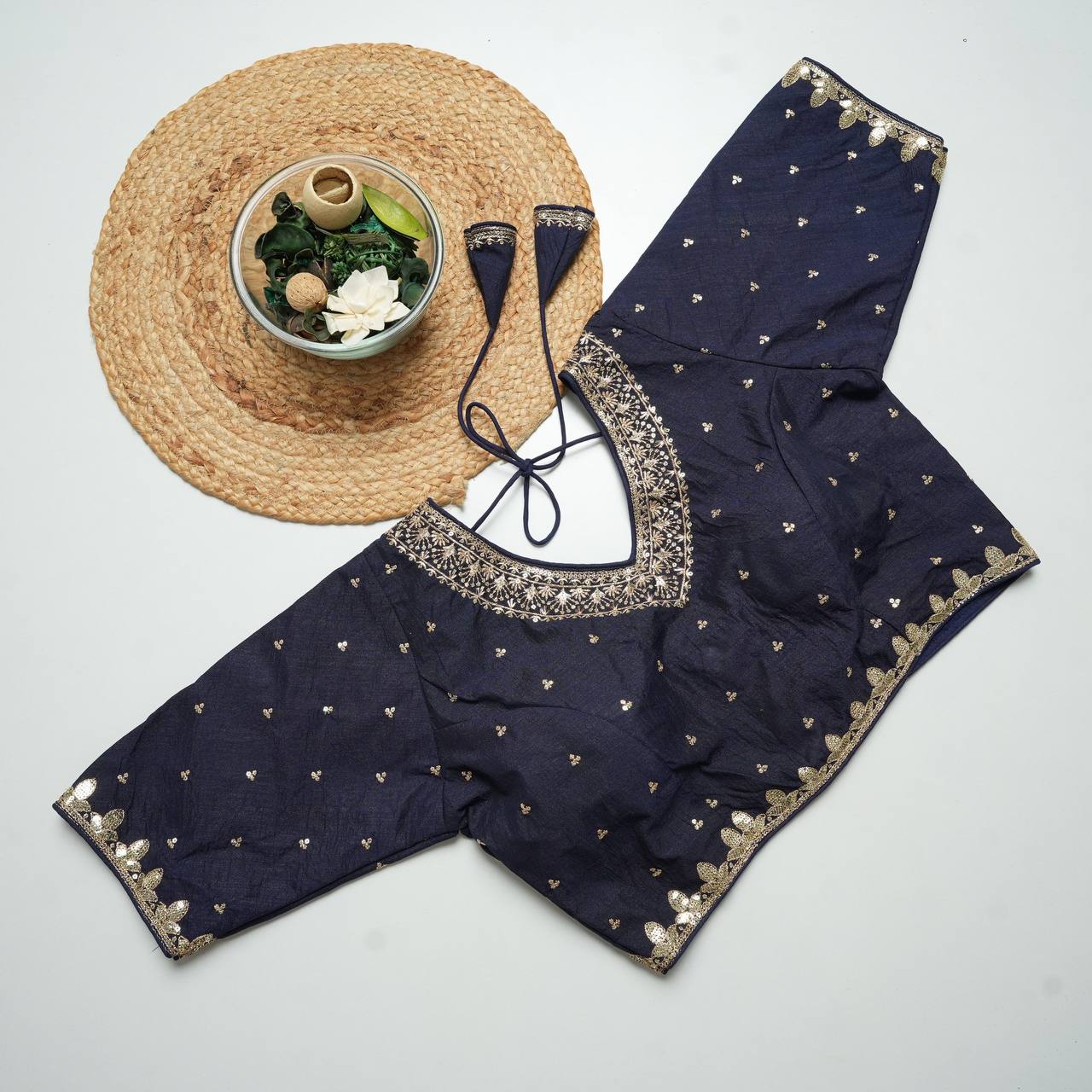 Vichitra silk Heavy Embroidery with Golden Thread & Sequin Work Blouse For Women