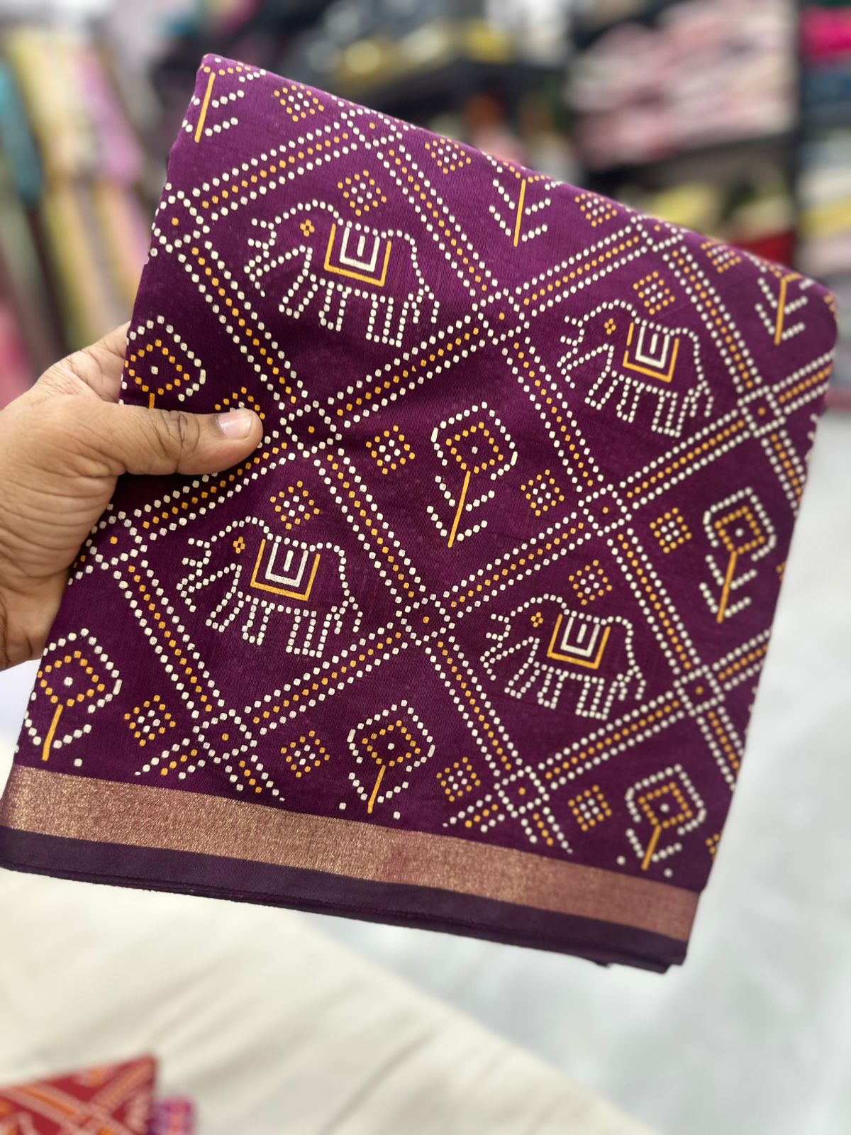 Rajwadi Checks Awesome Desiner Bandhej saree