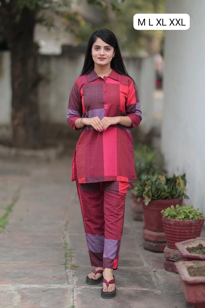 Pink Floral Printed Co-Ord Set – Shirt & Pant | Comfortable Daily Wear