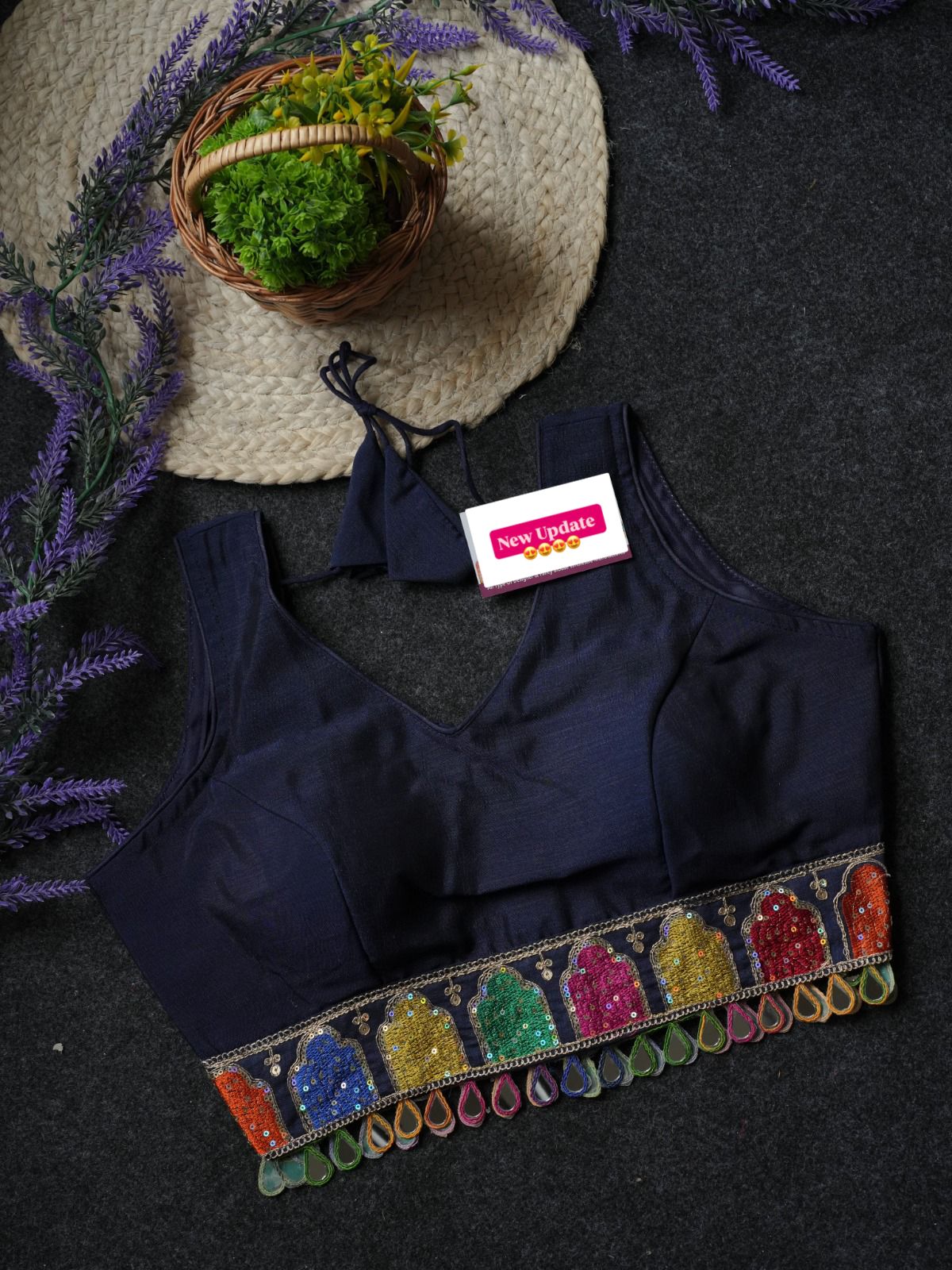 Navratri lace Vichitra silk with embroidery Women Blouse