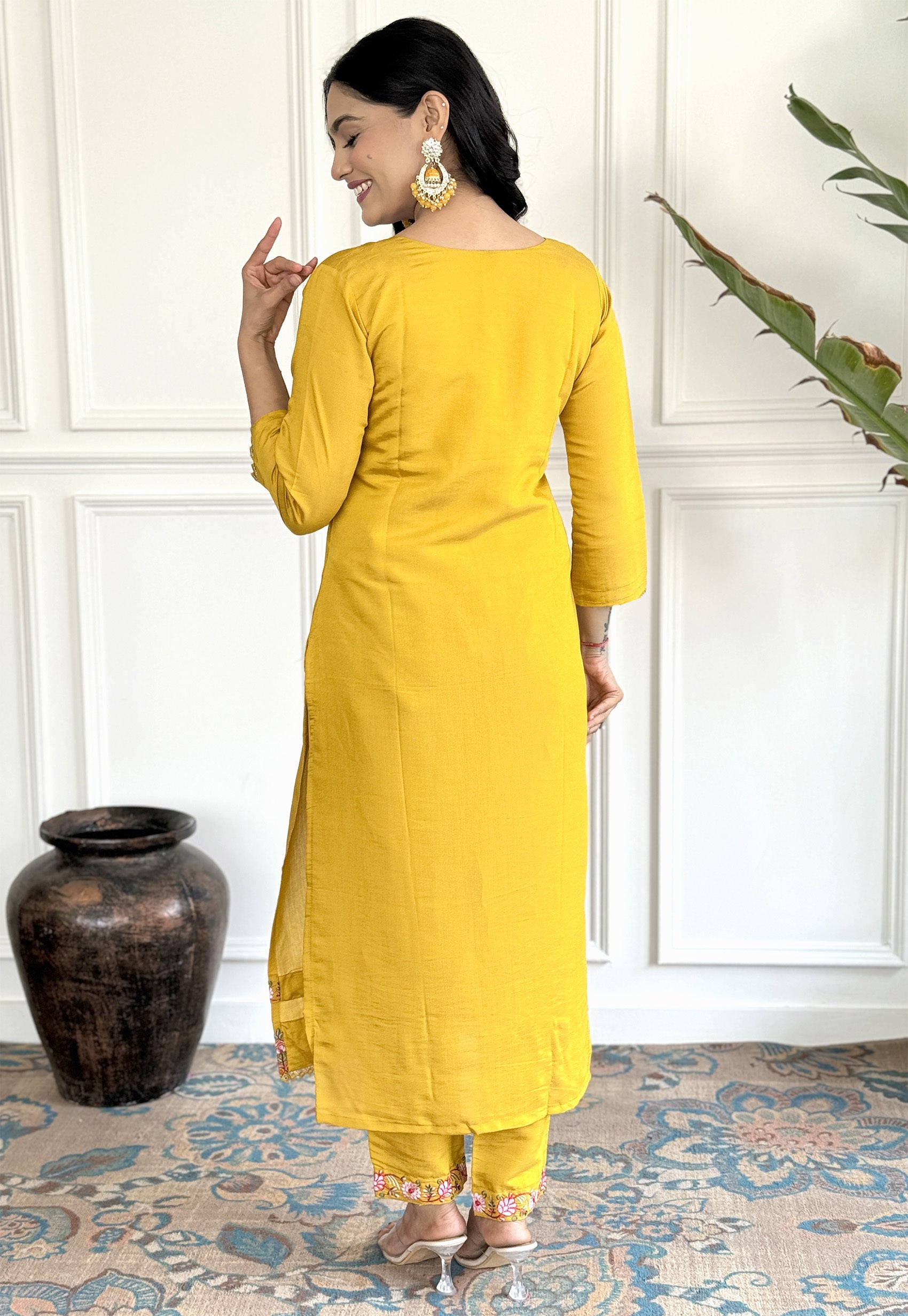 Women Silk Kurta Pant Dupatta Set